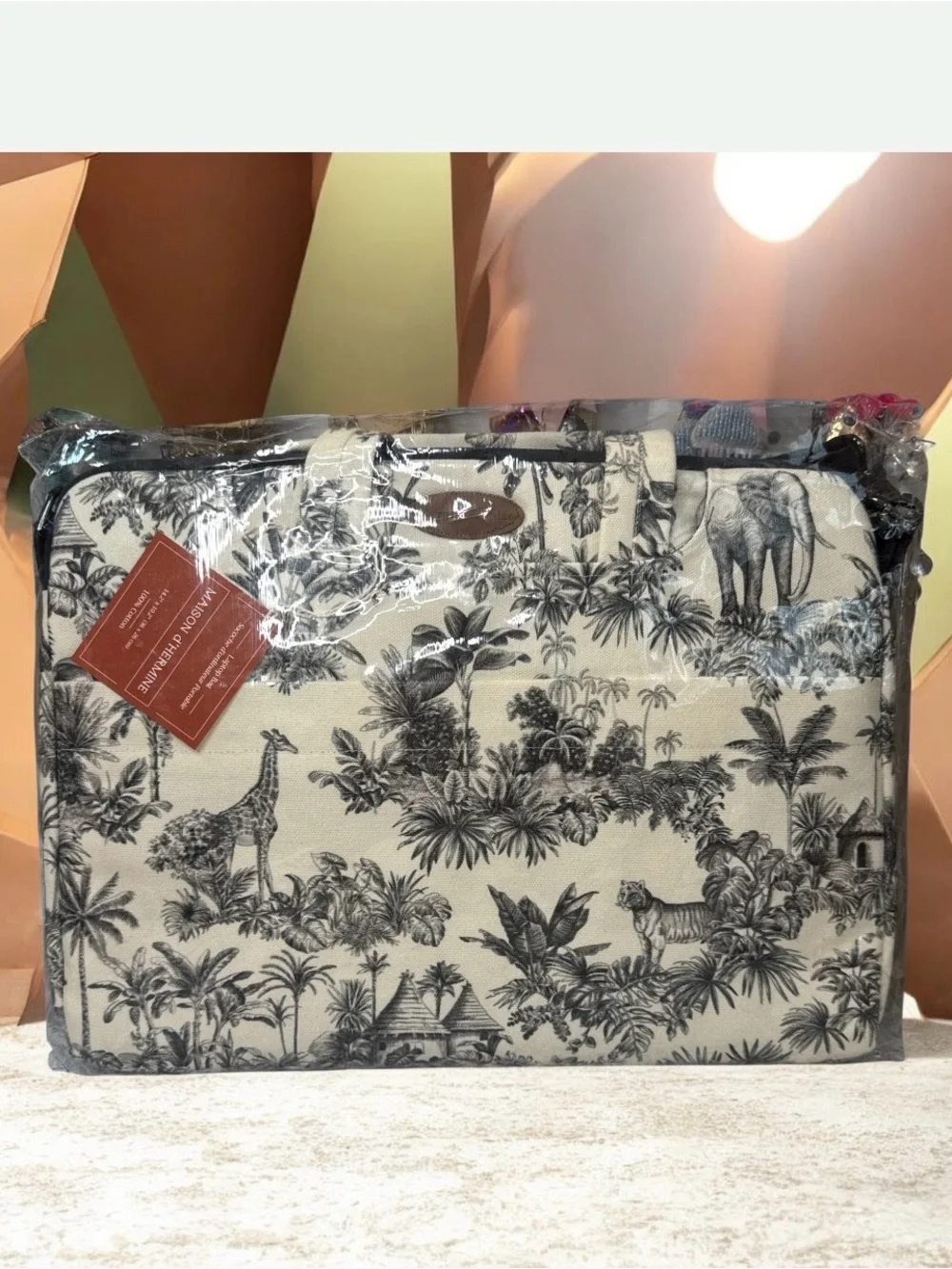 Maison d' Hermine Black and Cream Toile Laptop Bag